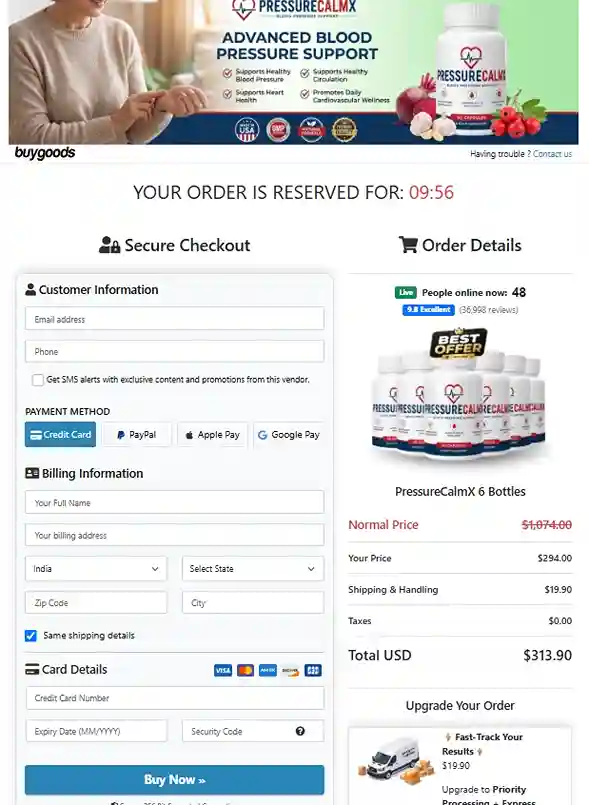 PressureCalmX Order Page